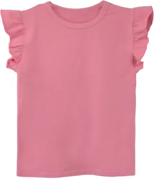 Toddler Girls Ruffle Sleeve T-Shirt Plain Tank Tops Basic Blouse for Girl