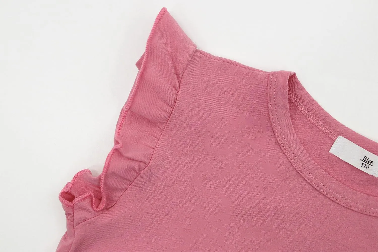 Toddler Girls Ruffle Sleeve T-Shirt Plain Tank Tops Basic Blouse for Girl