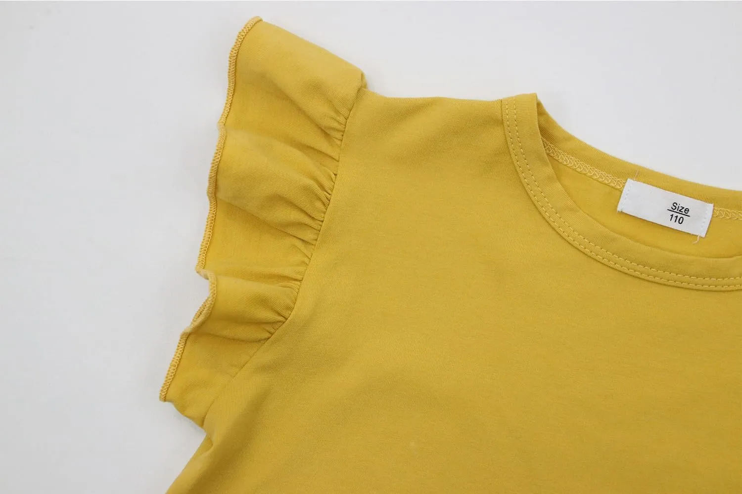 Toddler Girls Ruffle Sleeve T-Shirt Plain Tank Tops Basic Blouse for Girl