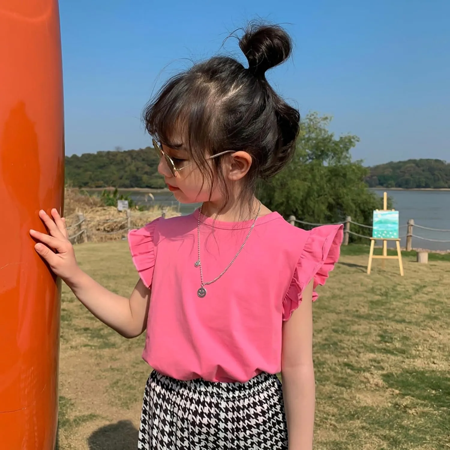 Toddler Girls Ruffle Sleeve T-Shirt Plain Tank Tops Basic Blouse for Girl