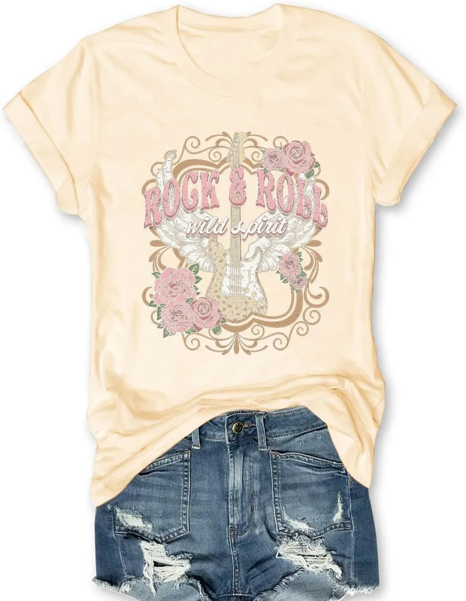 Women Rock Band T Shirt Vintage Country Music Shirt Concert Outfit Short Sleeve Tops