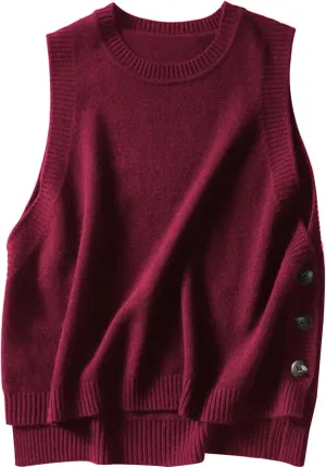 Wowcarbazole Women's Sleeveless Sweater Vest Casual Crew Neck Ribbed Knit Pullover Tops Loose Fit Full Clothes